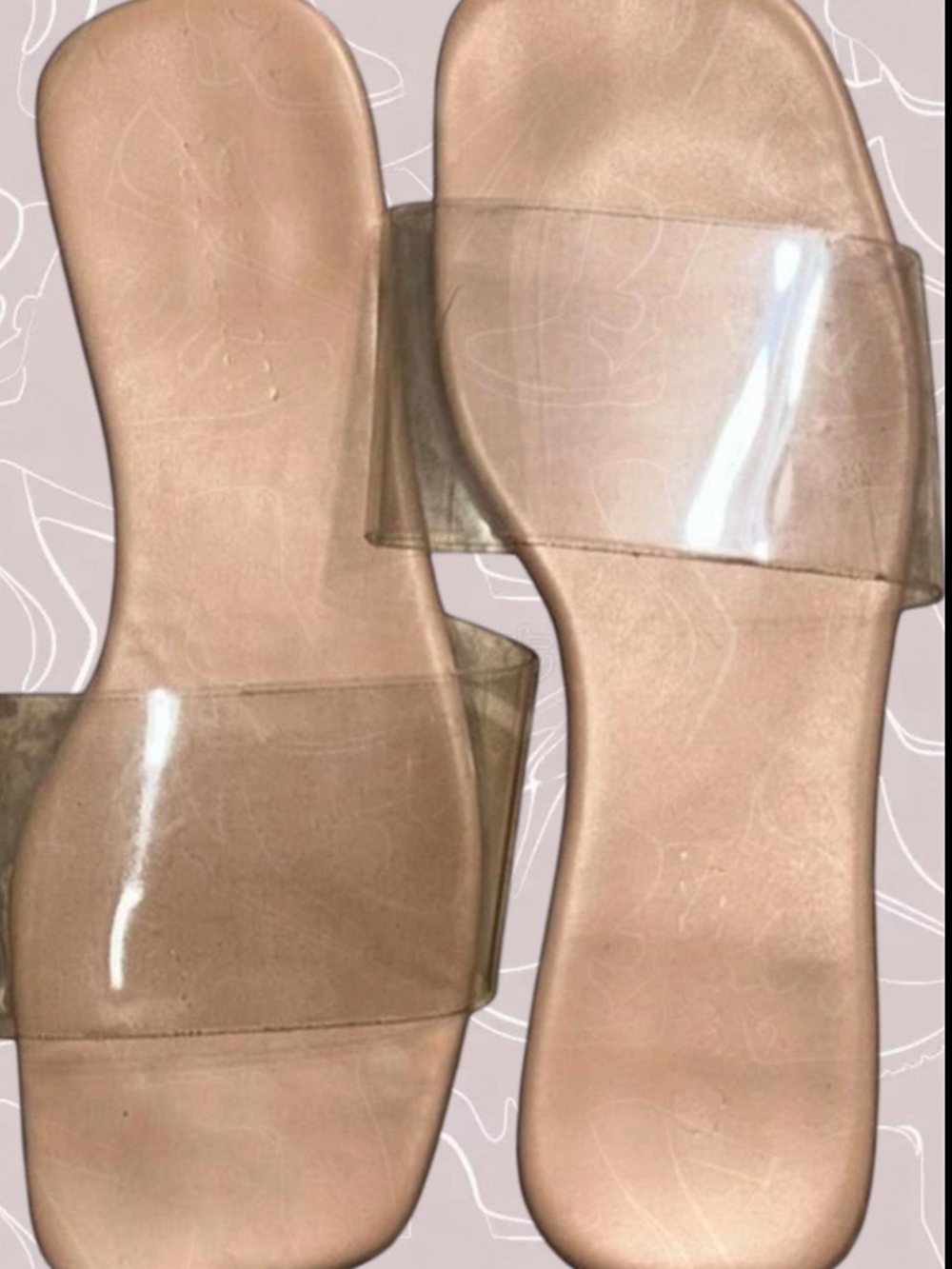 SHEIN Nude Clear-Band Slide Sandals